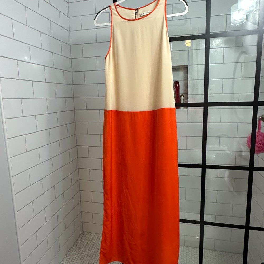 Alice + Oliva Orange Color Block Maxi Dress sz XS
